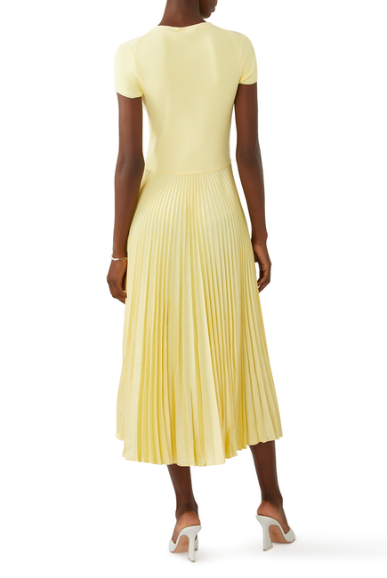Pleated Skirt Midi Dress